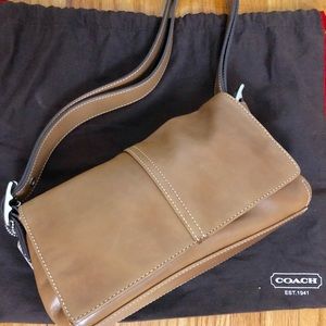 COACH Tan Cowhide Leather Shoulder Flap Bag